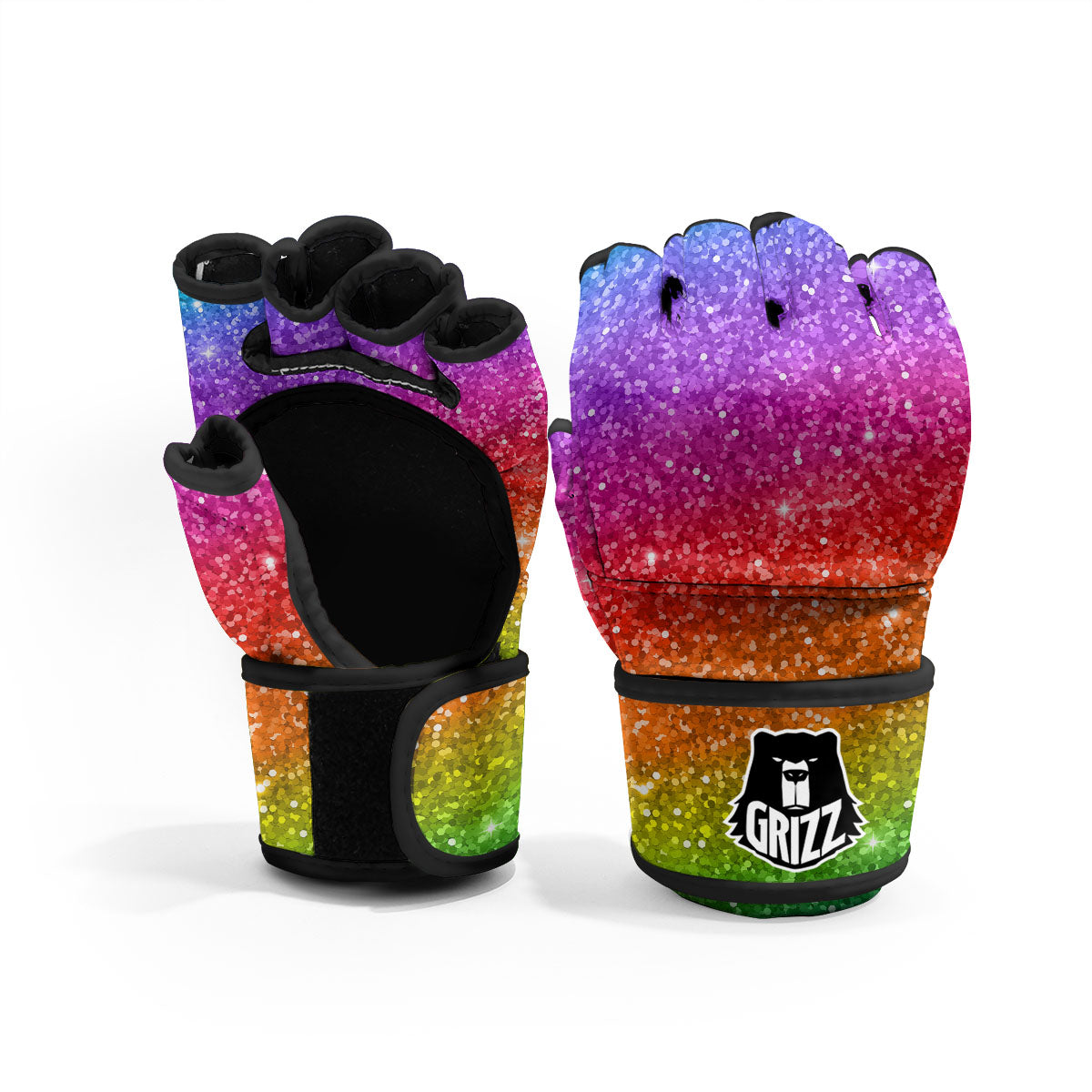Artwork Rainbow Glitter Print MMA Gloves-grizzshop