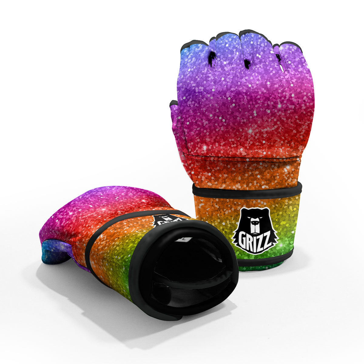 Artwork Rainbow Glitter Print MMA Gloves-grizzshop