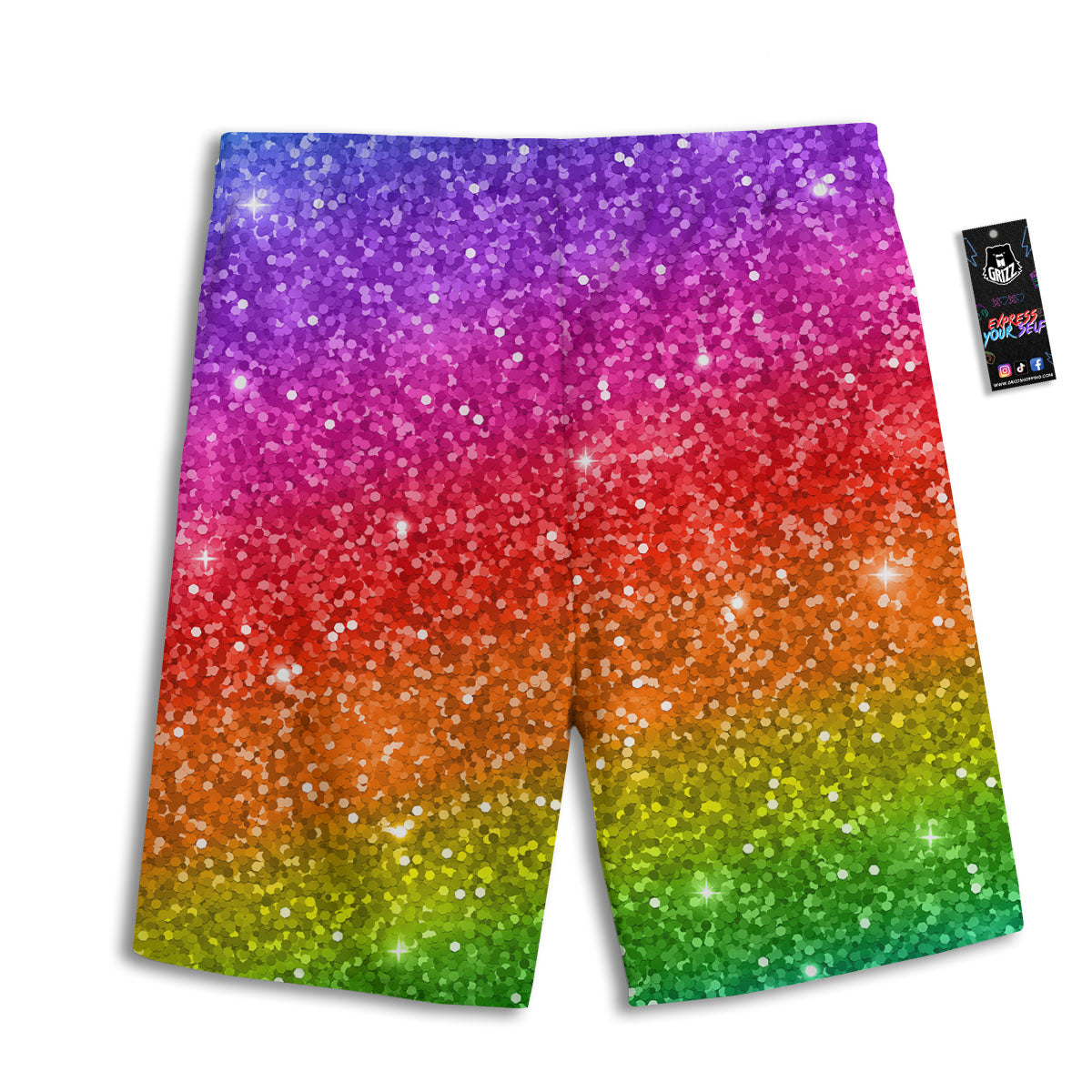 Artwork Rainbow Glitter Print Men's Athletic Shorts