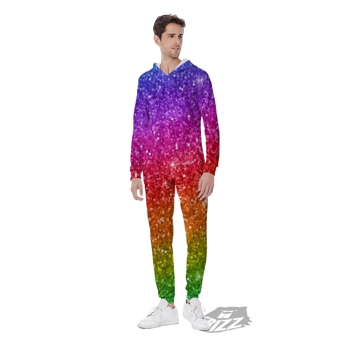 Artwork Rainbow Glitter Print Men's Jumpsuit-grizzshop