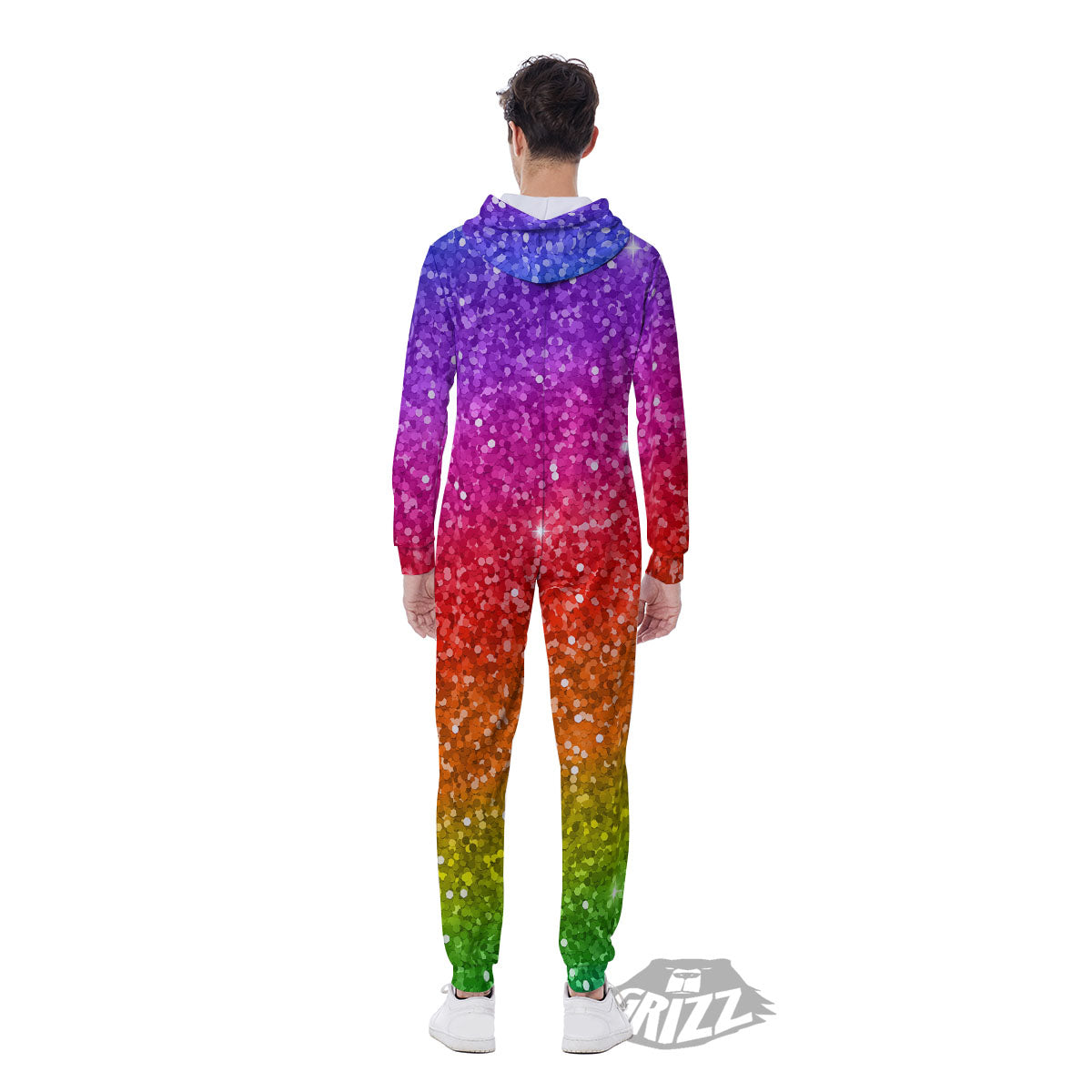 Artwork Rainbow Glitter Print Men's Jumpsuit-grizzshop