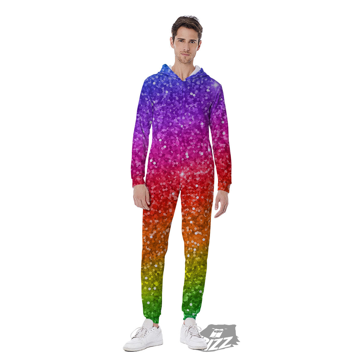 Artwork Rainbow Glitter Print Men's Jumpsuit-grizzshop