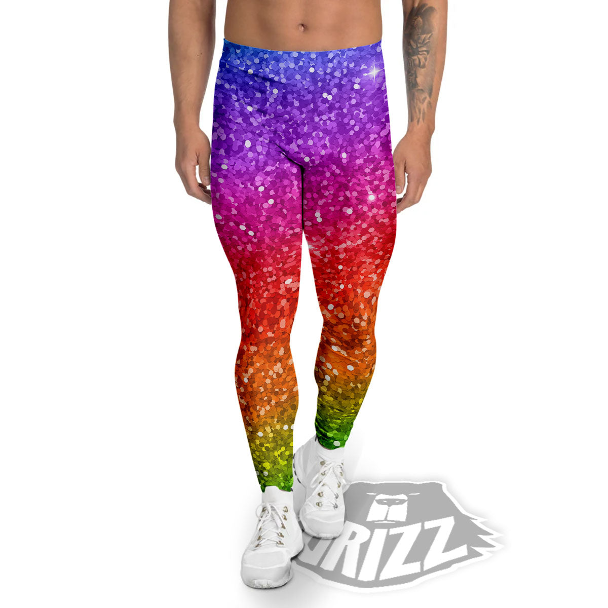 Artwork Rainbow Glitter Print Men's Leggings-grizzshop