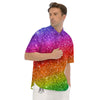 Artwork Rainbow Glitter Print Men's Short Sleeve Shirts-grizzshop