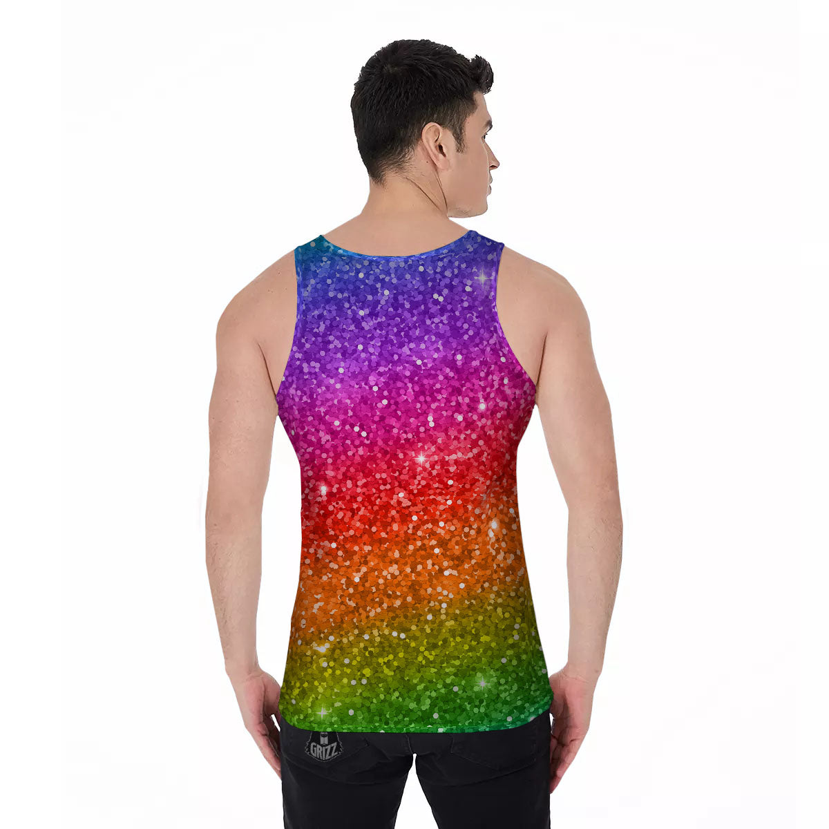 Artwork Rainbow Glitter Print Men's Tank Top-grizzshop