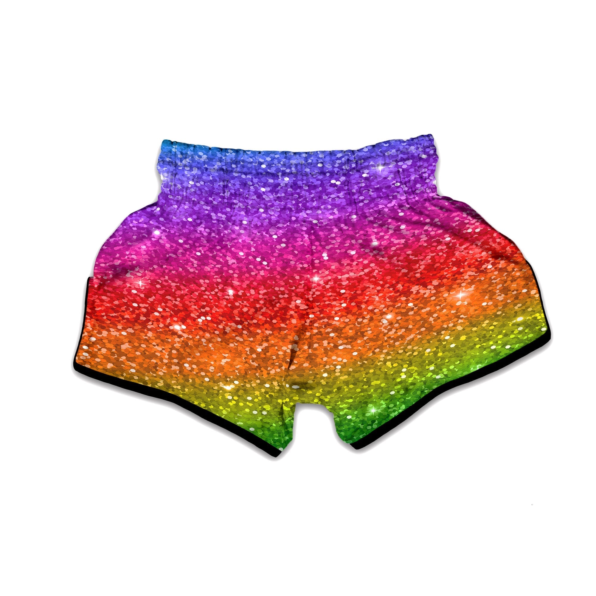 Artwork Rainbow Glitter Print Muay Thai Boxing Shorts-grizzshop