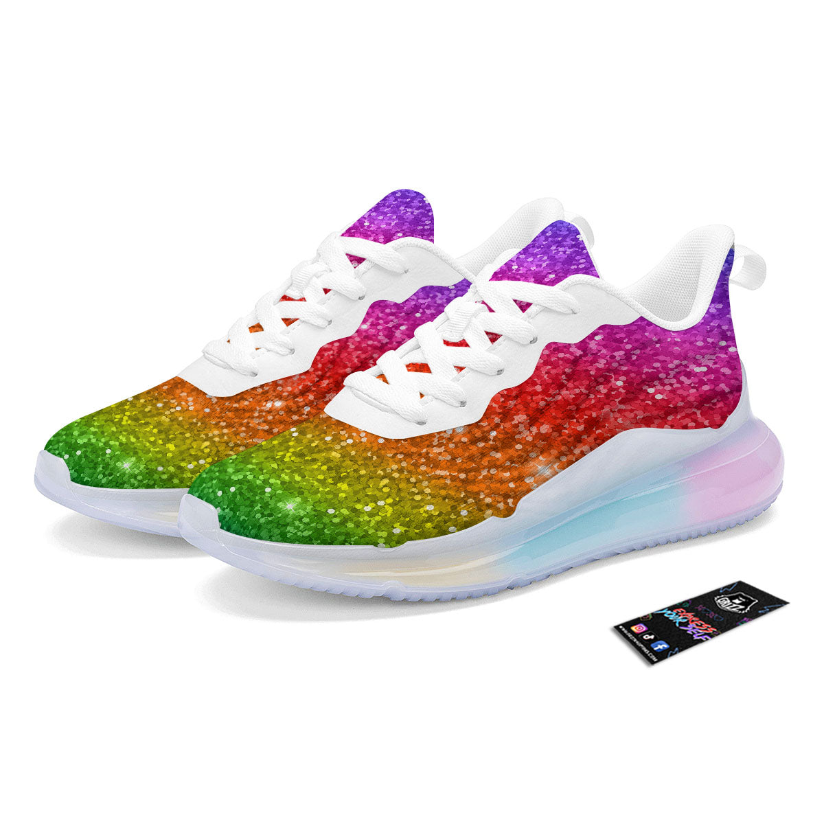 Artwork Rainbow Glitter Print Running Sneakers-grizzshop
