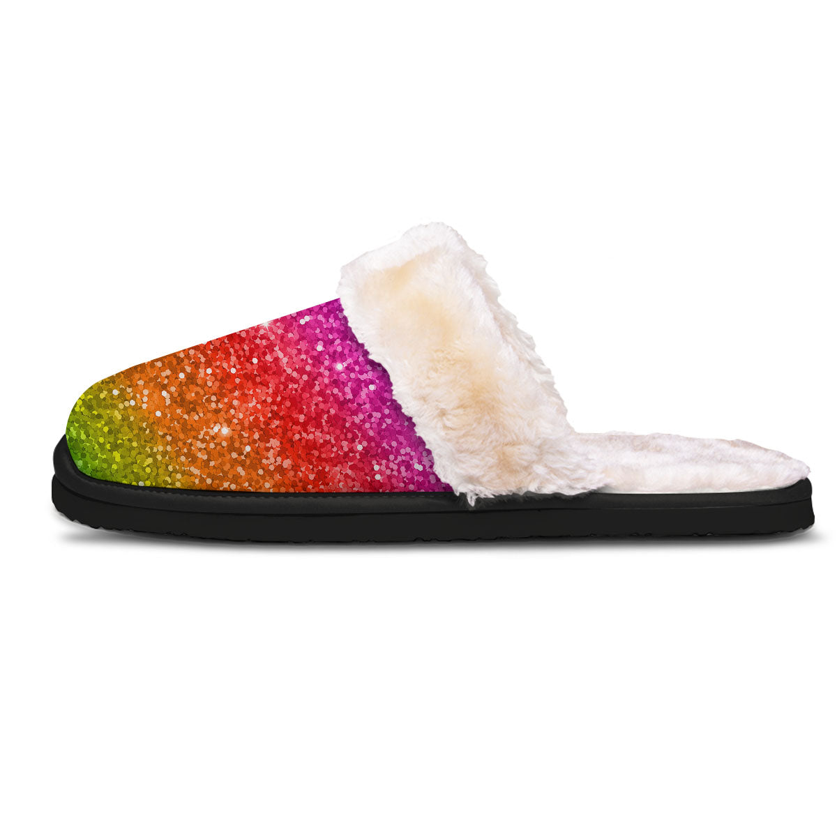 Artwork Rainbow Glitter Print Slippers-grizzshop
