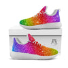 Artwork Rainbow Glitter Print White Athletic Shoes-grizzshop