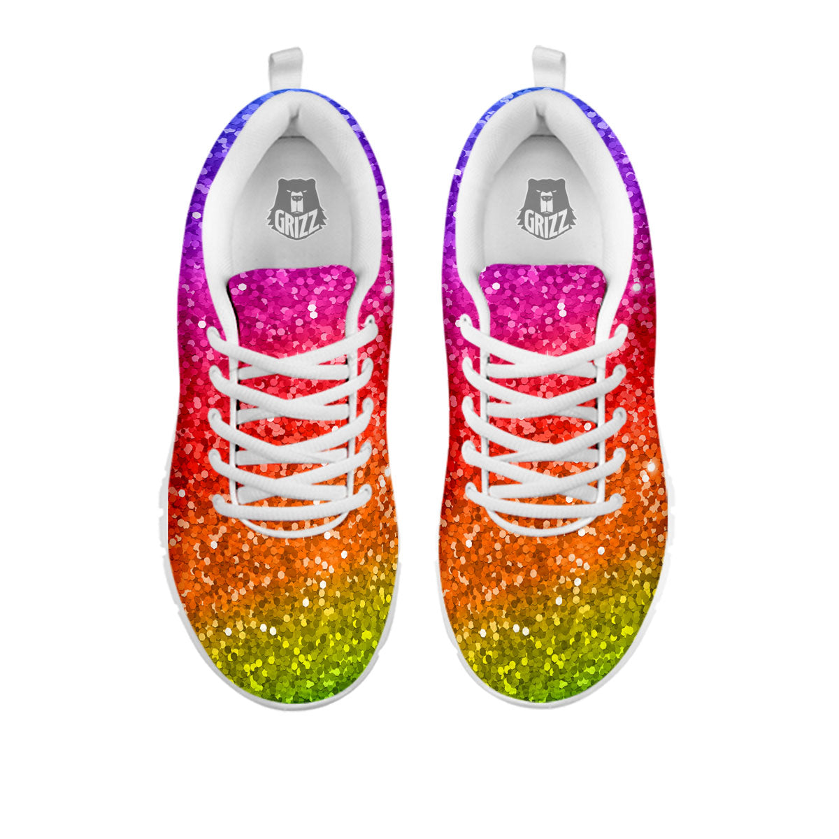 Artwork Rainbow Glitter Print White Sneaker-grizzshop