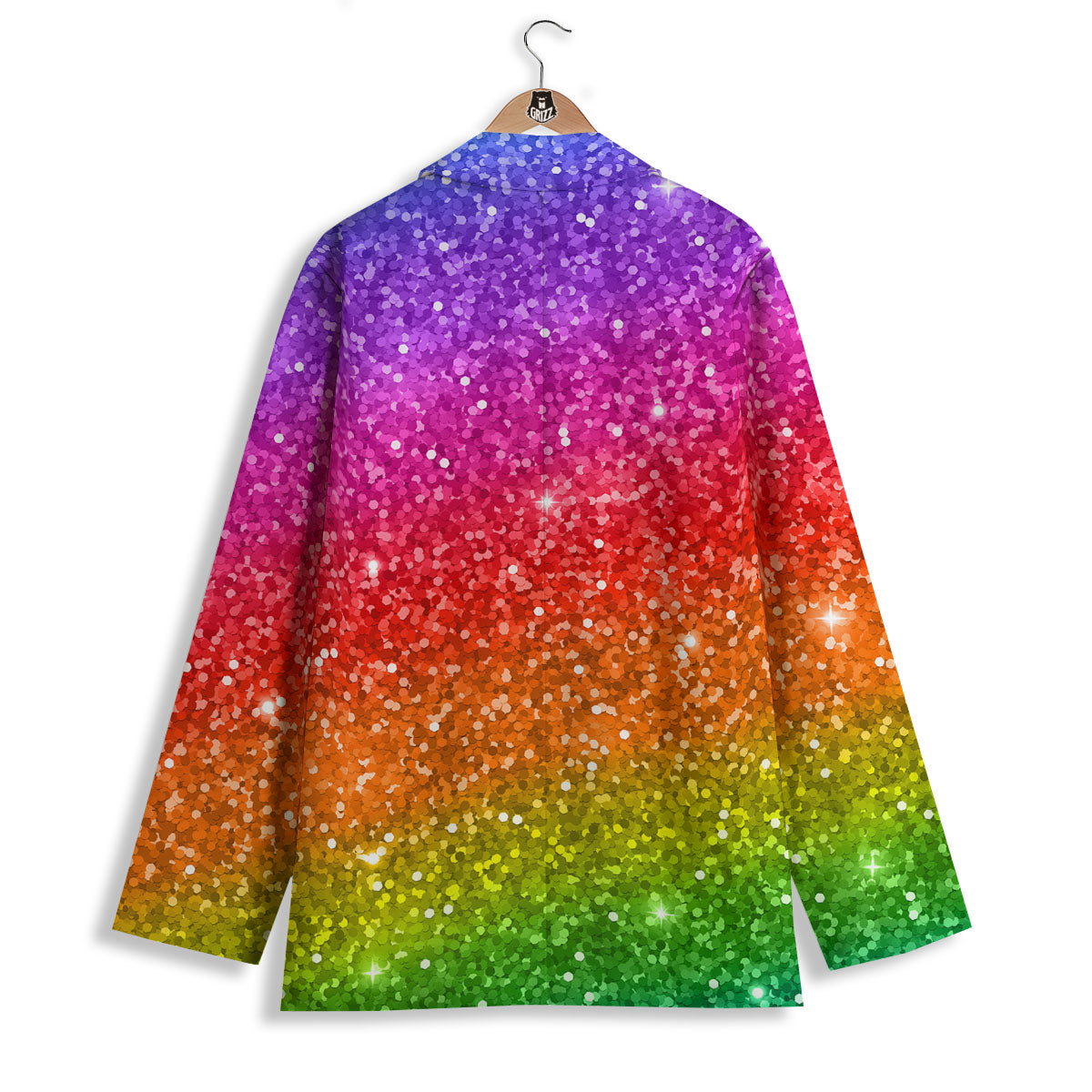 Artwork Rainbow Glitter Print Women's Blazer-grizzshop