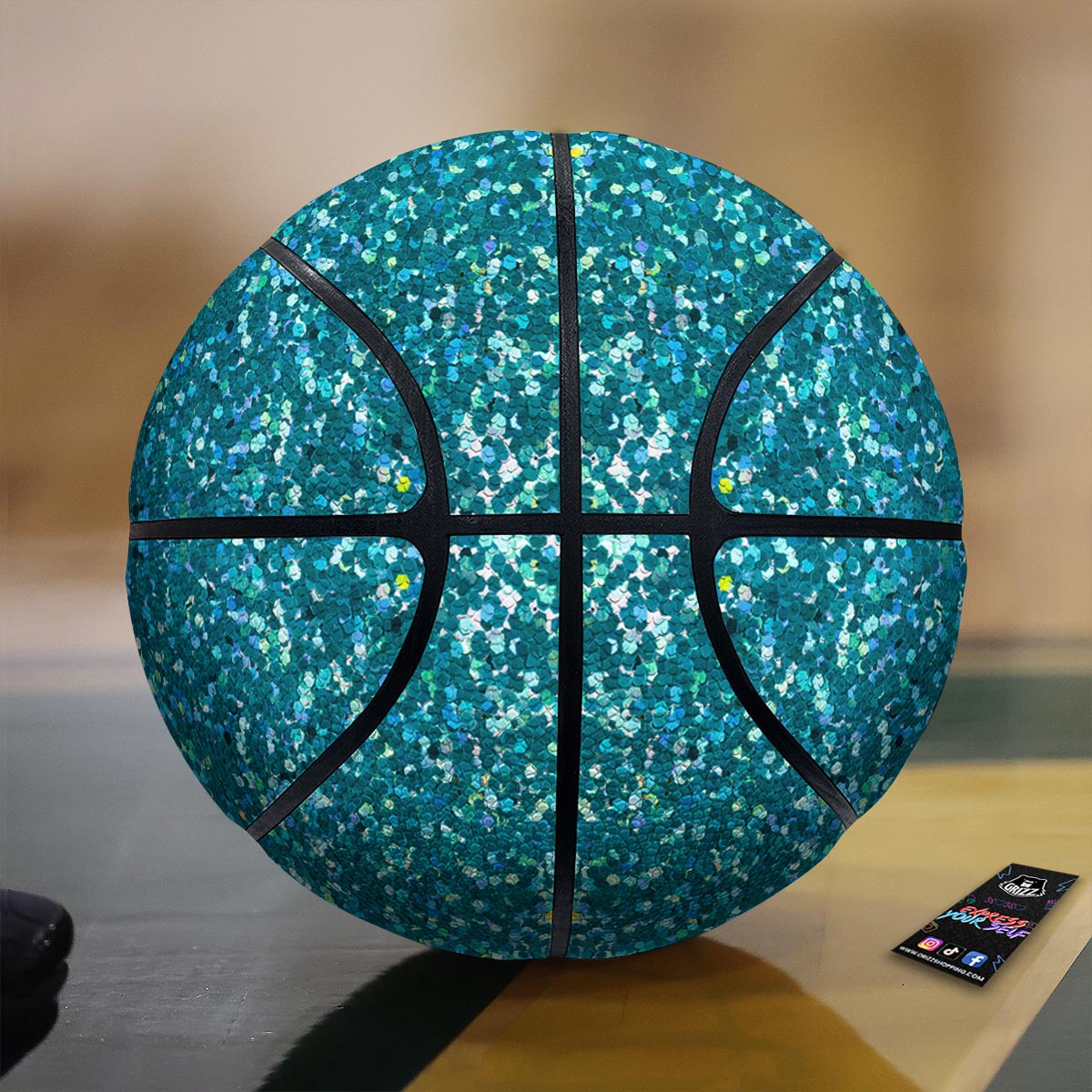 Artwork Teal Glitter Print Pattern Basketball