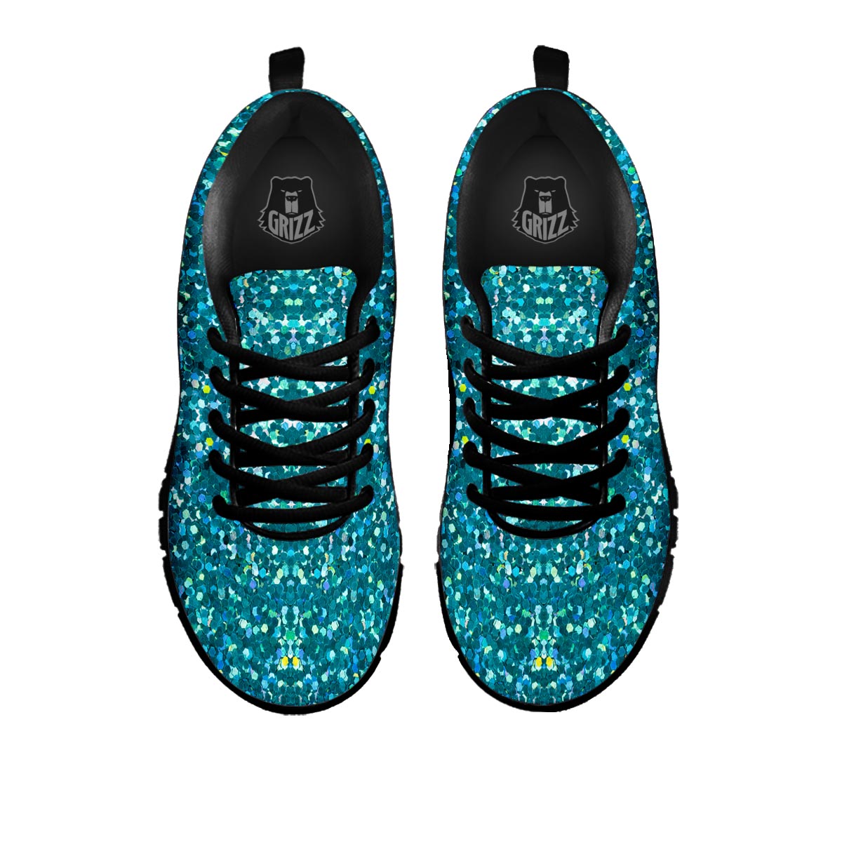 Artwork Teal Glitter Print Pattern Black Sneaker-grizzshop