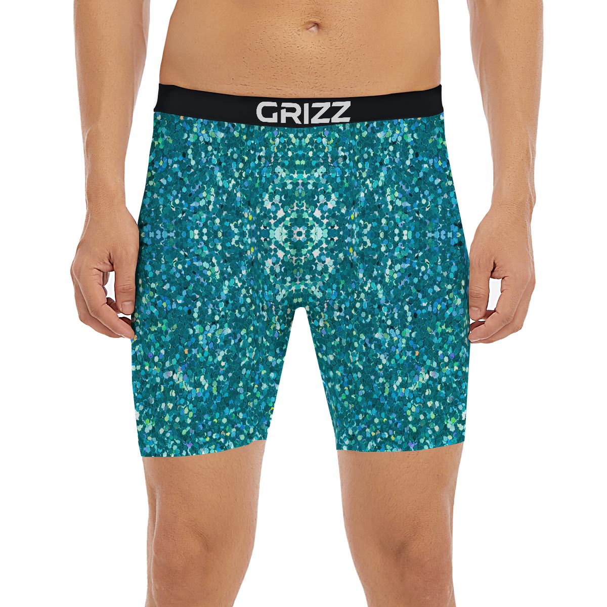 Artwork Teal Glitter Print Pattern Boxer Briefs-grizzshop