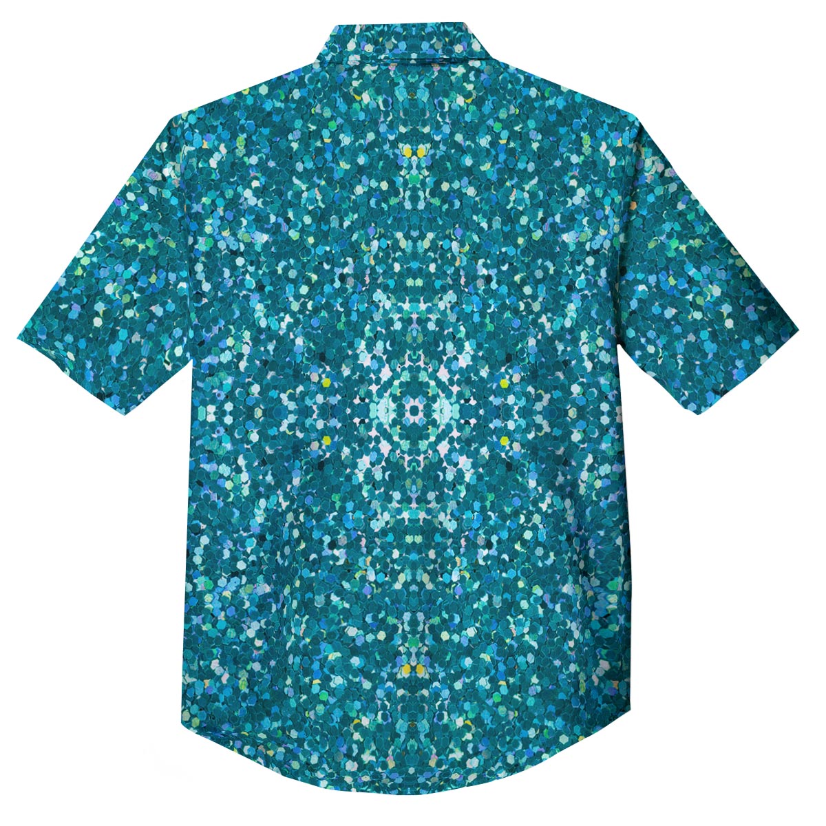 Artwork Teal Glitter Print Pattern Button Up Shirt-grizzshop