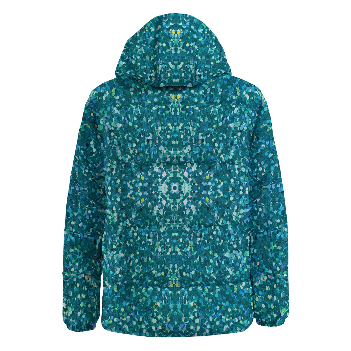 Artwork Teal Glitter Print Pattern Down Jacket-grizzshop