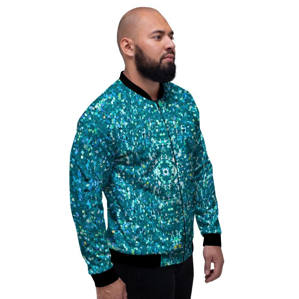 Artwork Teal Glitter Print Pattern Men's Bomber Jacket-grizzshop