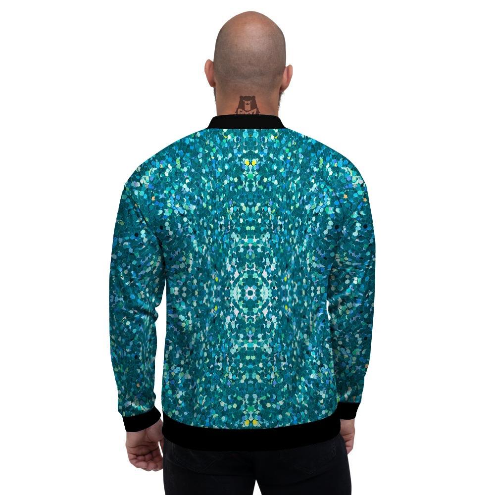 Artwork Teal Glitter Print Pattern Men's Bomber Jacket-grizzshop