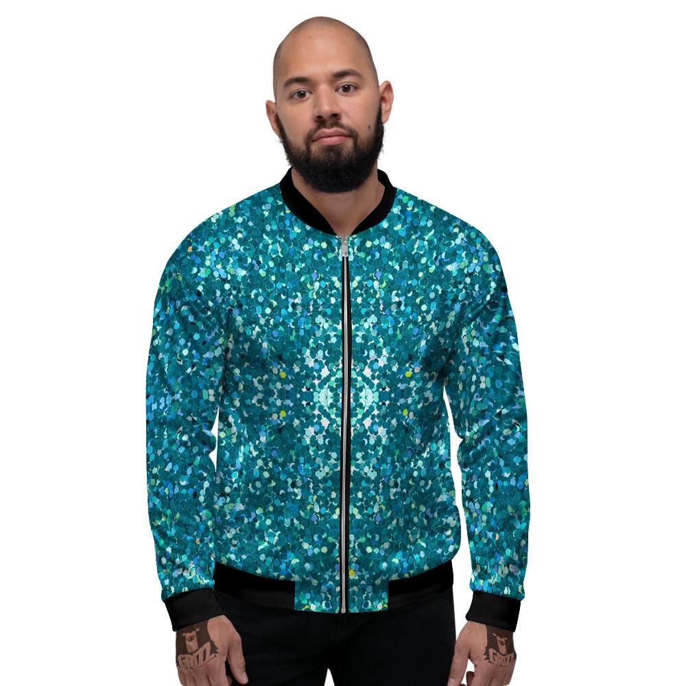 Artwork Teal Glitter Print Pattern Men's Bomber Jacket-grizzshop