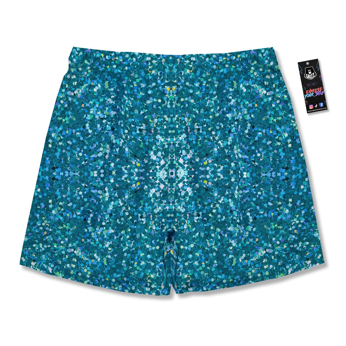 Artwork Teal Glitter Print Pattern Men's Running Shorts-grizzshop