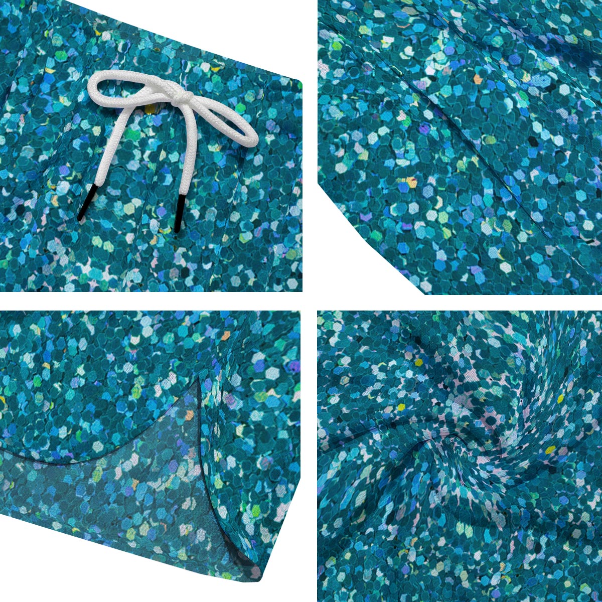 Artwork Teal Glitter Print Pattern Men's Running Shorts-grizzshop