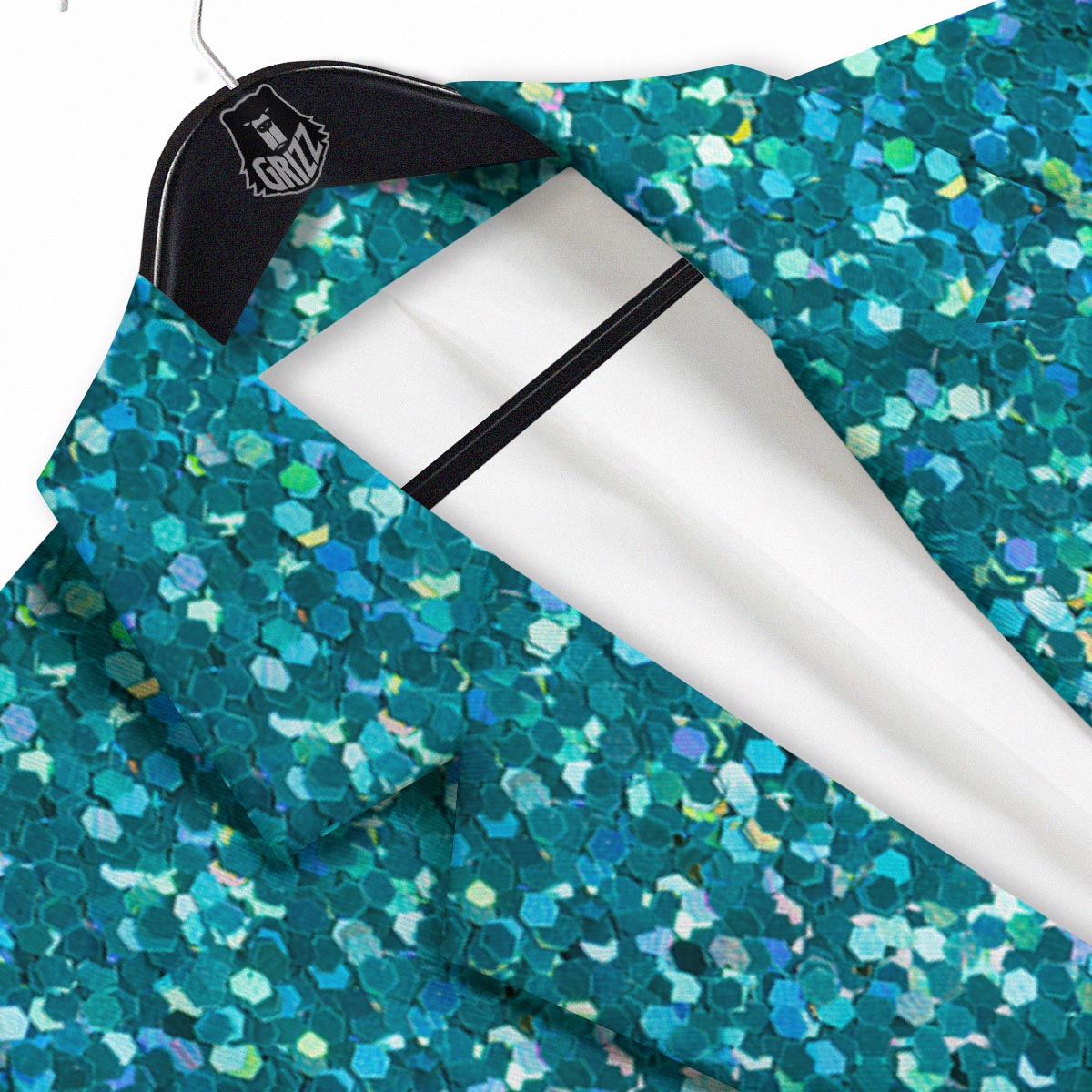Artwork Teal Glitter Print Pattern Men's Sport Coat-grizzshop