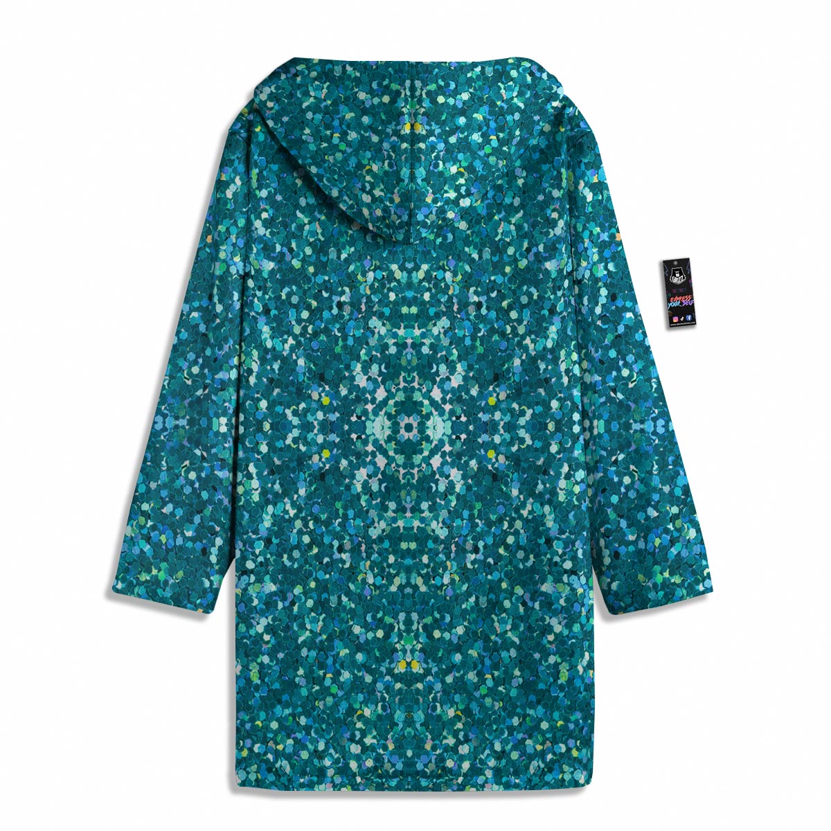 Artwork Teal Glitter Print Pattern Men's Windbreaker Jacket-grizzshop