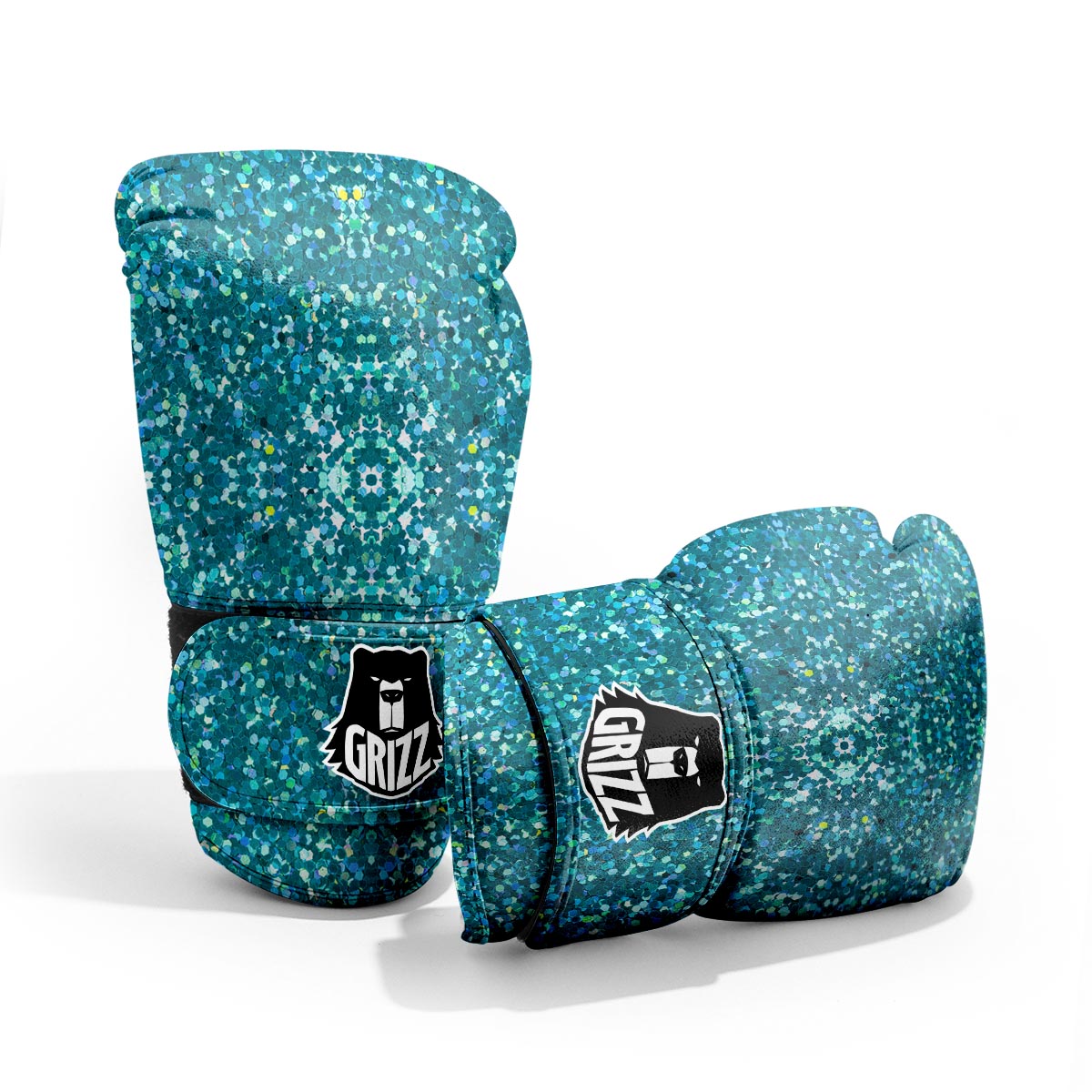 Artwork Teal Glitter Print Pattern Pro Boxing Glove