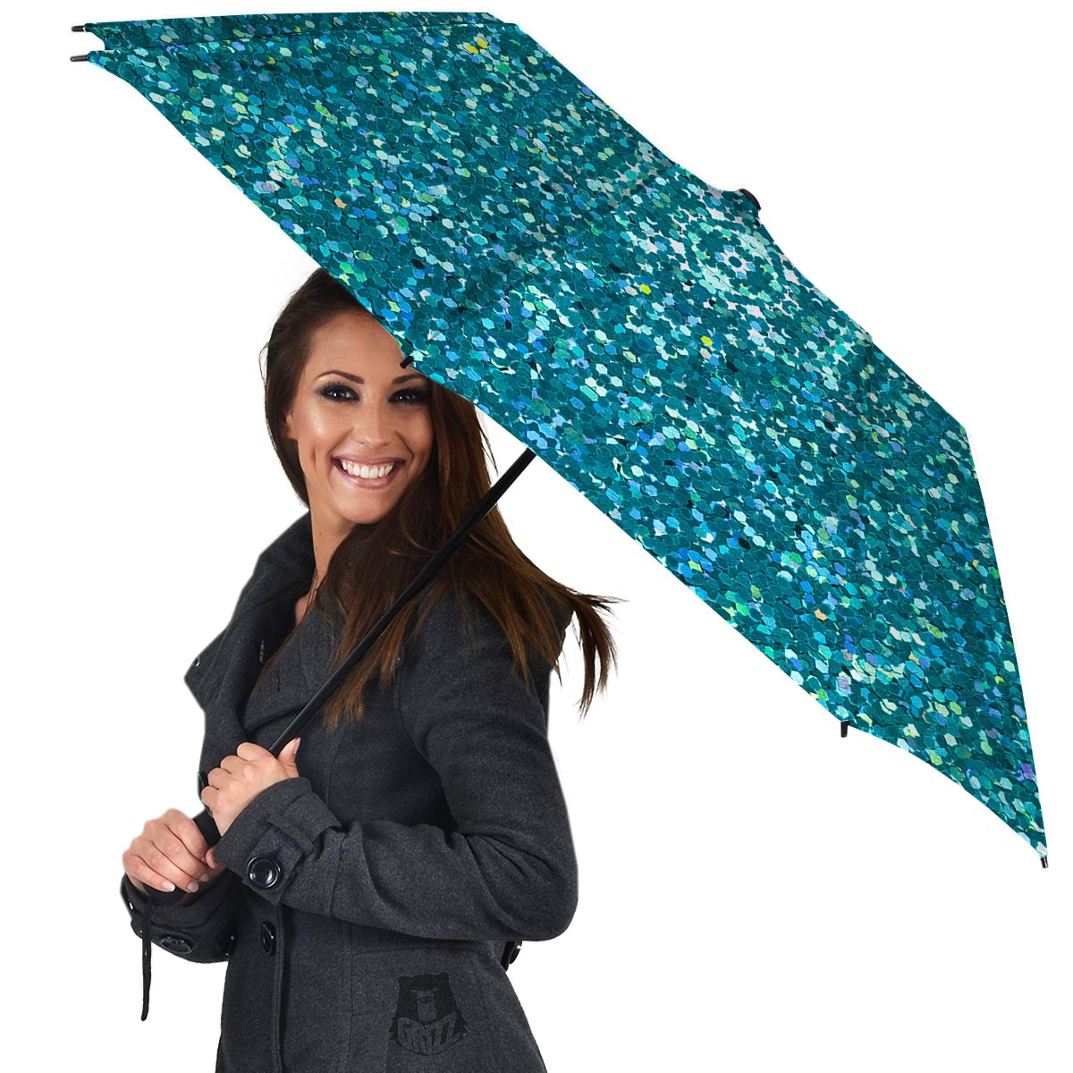 Artwork Teal Glitter Print Pattern Umbrella-grizzshop