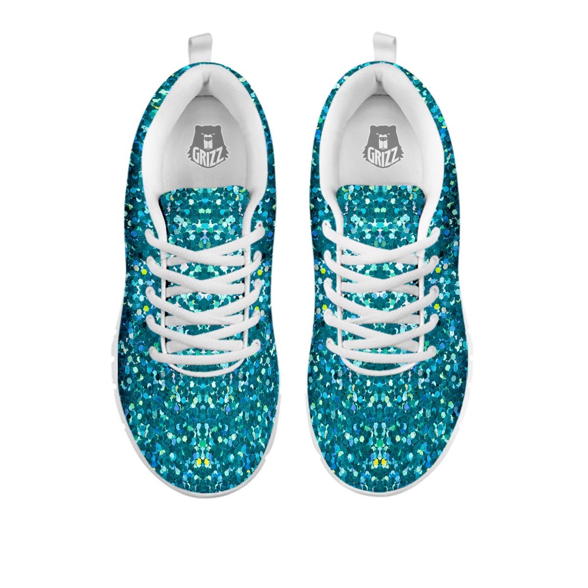 Artwork Teal Glitter Print Pattern White Sneaker-grizzshop