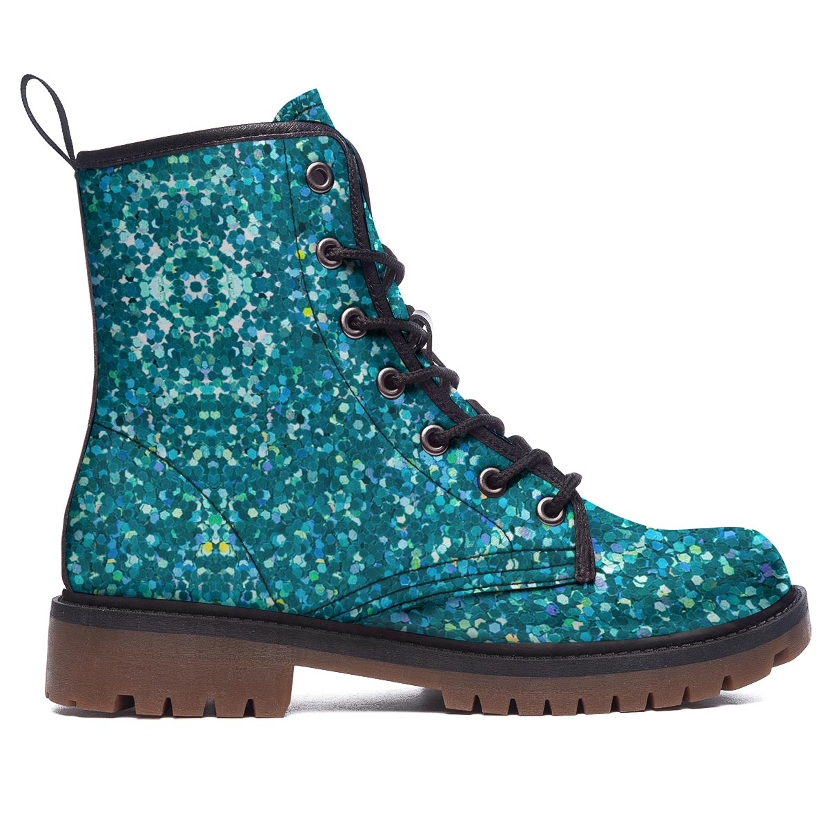 Artwork Teal Glitter Print Pattern Work Boots-grizzshop