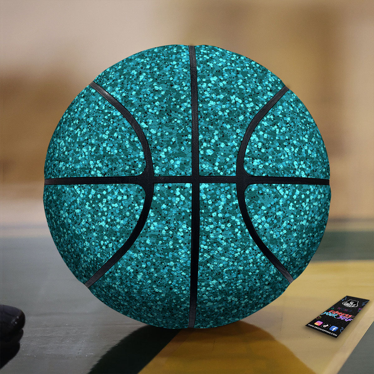 Artwork Turquoise Glitter Print Pattern Basketball