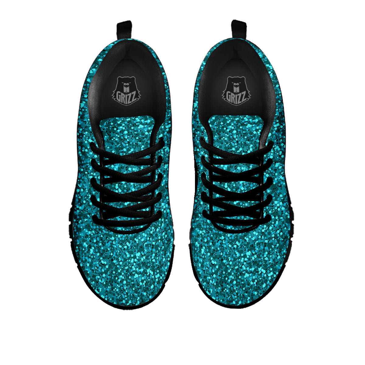 Artwork Turquoise Glitter Print Pattern Black Sneaker-grizzshop