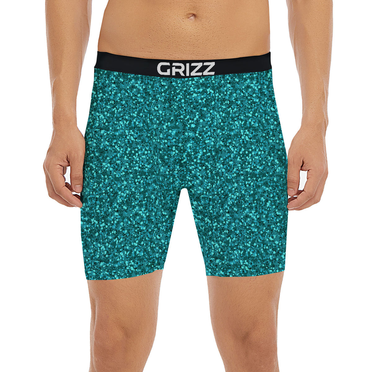 Artwork Turquoise Glitter Print Pattern Boxer Briefs-grizzshop
