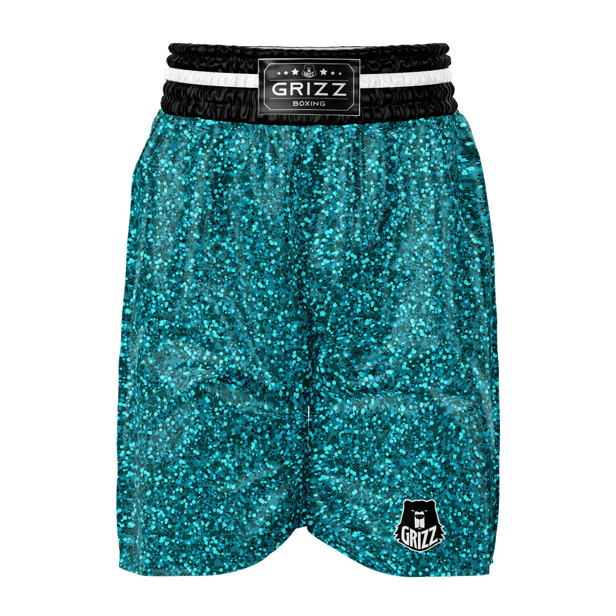 Artwork Turquoise Glitter Print Pattern Boxing Shorts-grizzshop