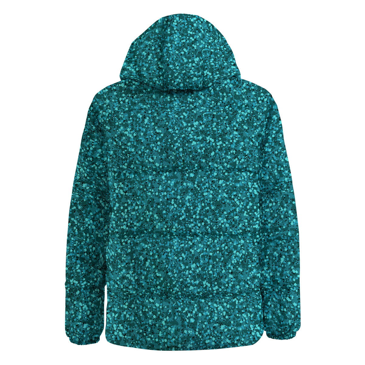 Artwork Turquoise Glitter Print Pattern Down Jacket-grizzshop