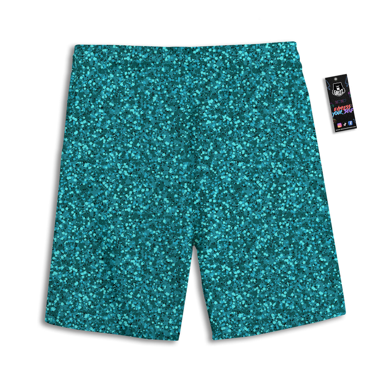 Artwork Turquoise Glitter Print Pattern Men's Athletic Shorts