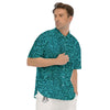 Artwork Turquoise Glitter Print Pattern Men's Short Sleeve Shirts-grizzshop