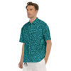 Artwork Turquoise Glitter Print Pattern Men's Short Sleeve Shirts-grizzshop