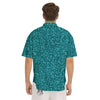 Artwork Turquoise Glitter Print Pattern Men's Short Sleeve Shirts-grizzshop