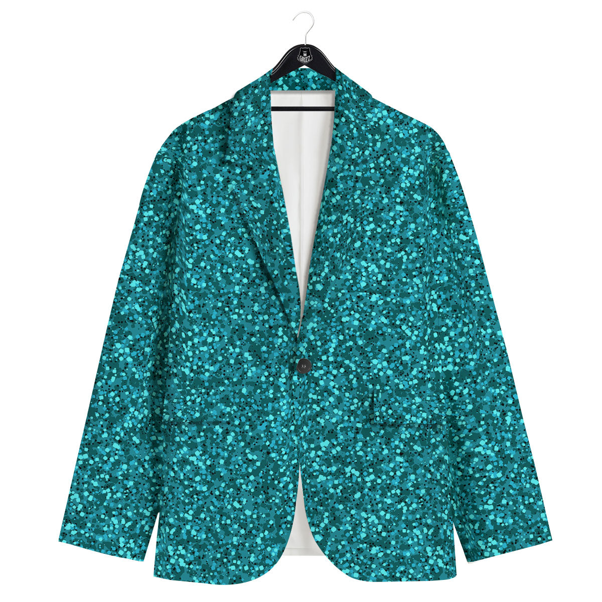 Artwork Turquoise Glitter Print Pattern Men's Sport Coat-grizzshop