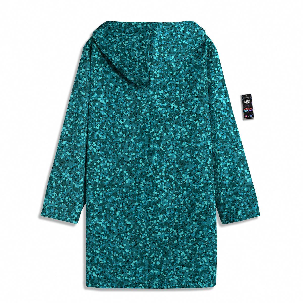 Artwork Turquoise Glitter Print Pattern Men's Windbreaker Jacket-grizzshop