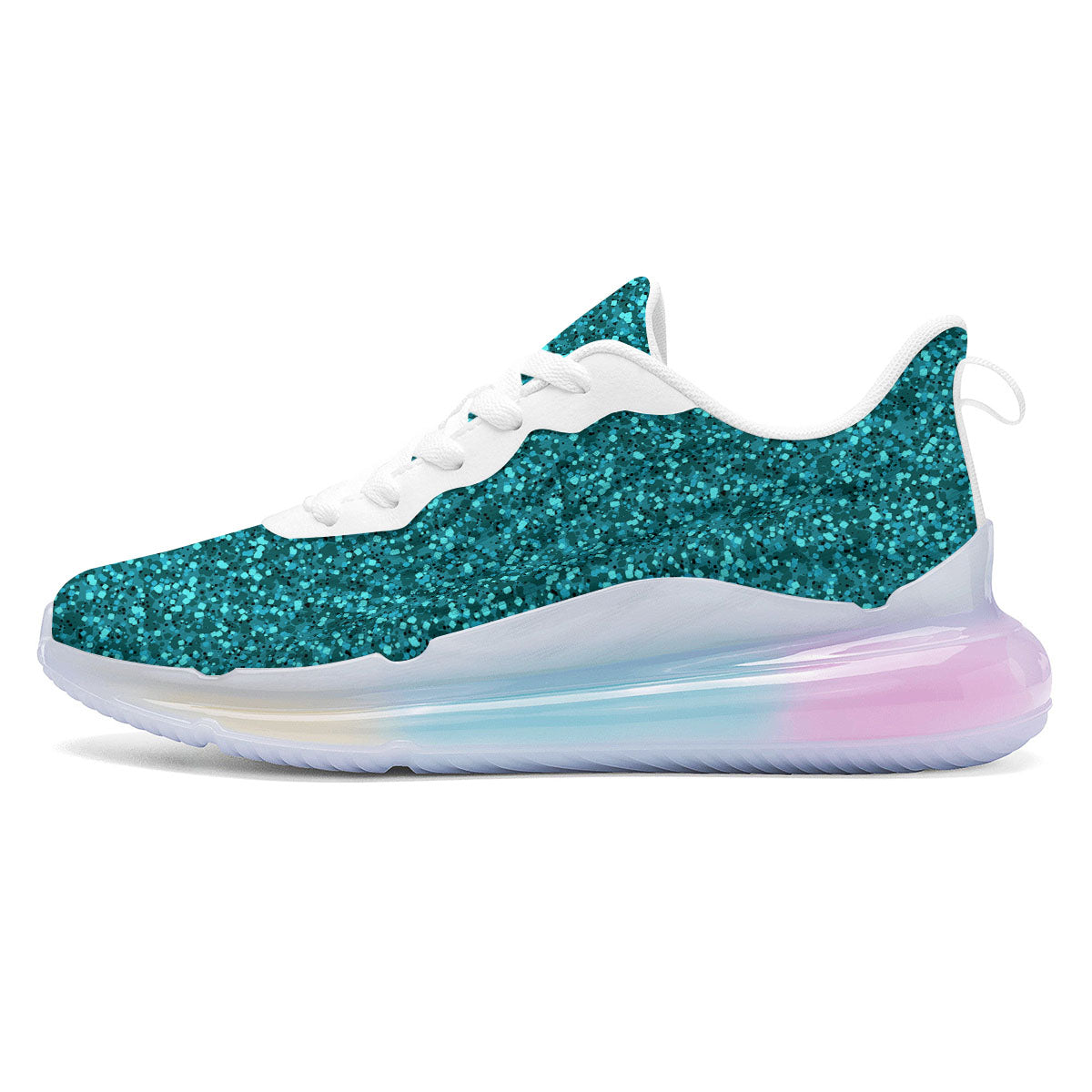 Artwork Turquoise Glitter Print Pattern Running Sneakers-grizzshop