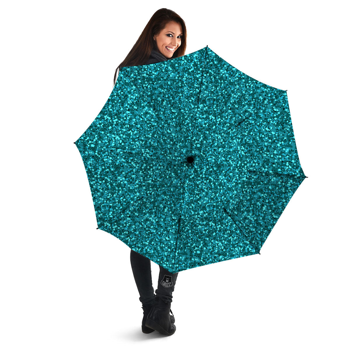 Artwork Turquoise Glitter Print Pattern Umbrella-grizzshop