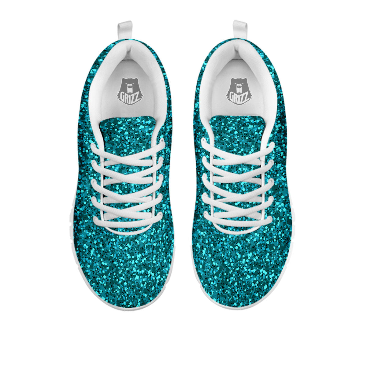 Artwork Turquoise Glitter Print Pattern White Sneaker-grizzshop
