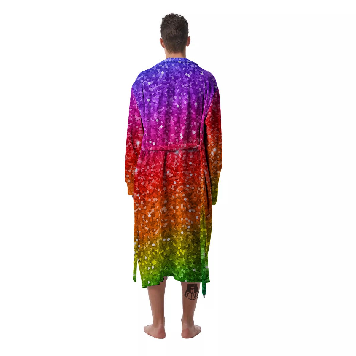 Artwork Rainbow Glitter Print Men's Robe-grizzshop