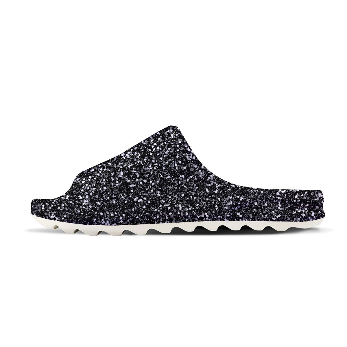 Artwork Black Glitter Print Sandals-grizzshop