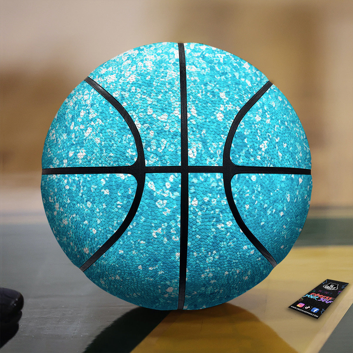 Artwork Blue Glitter Print Basketball