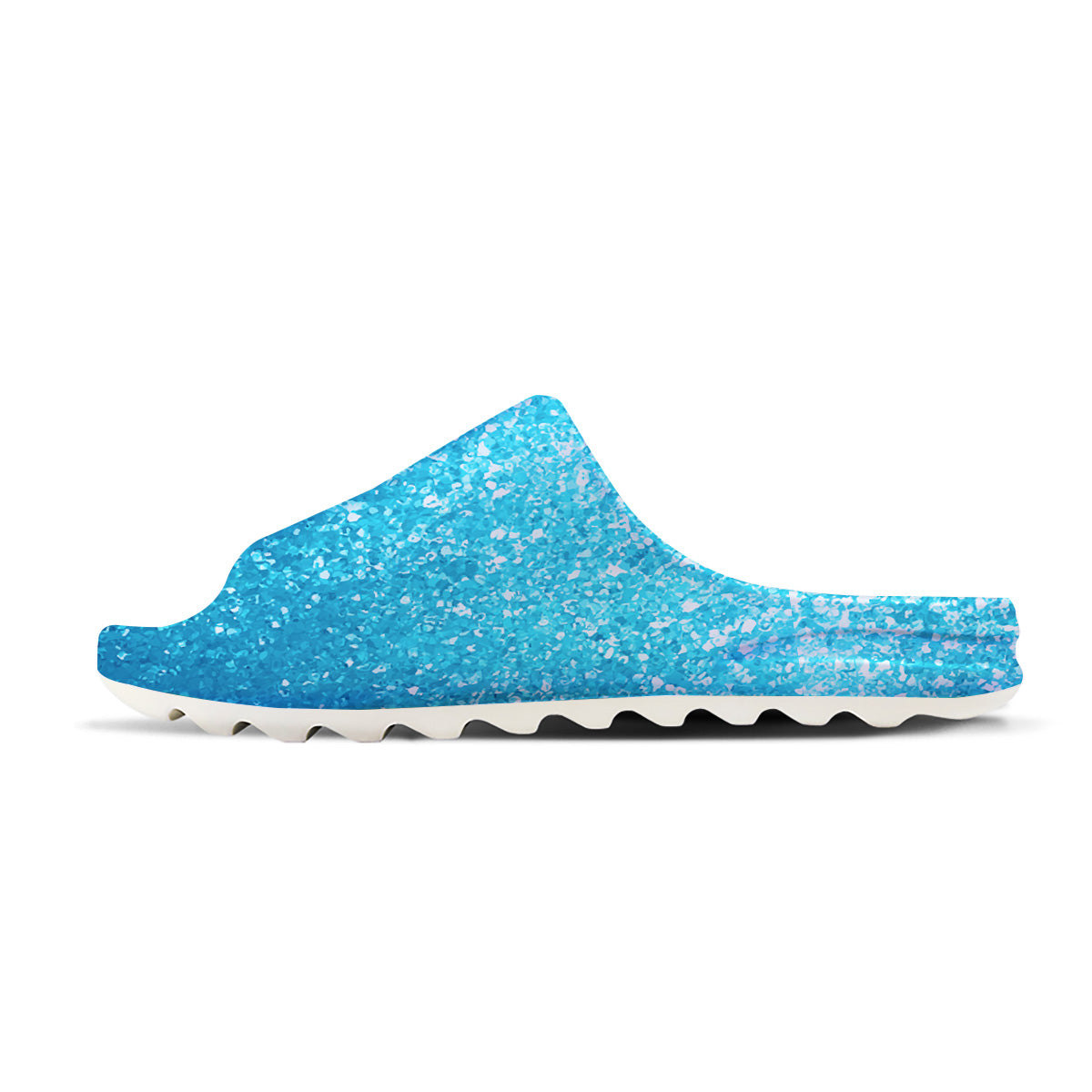 Artwork Blue Glitter Print Sandals-grizzshop