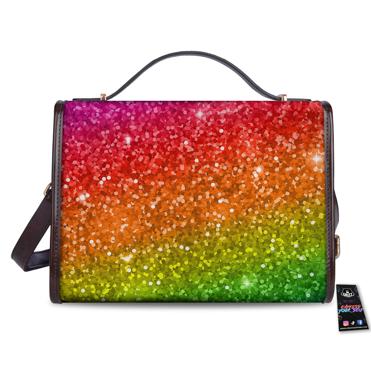 Artwork Rainbow Glitter Print Women's Satchel Bag